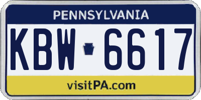 PA license plate KBW6617