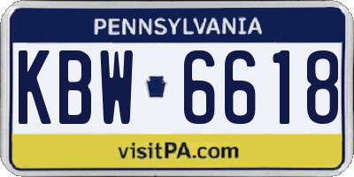 PA license plate KBW6618