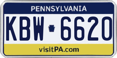 PA license plate KBW6620