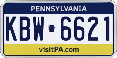 PA license plate KBW6621