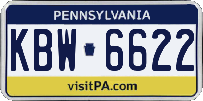 PA license plate KBW6622