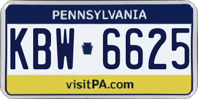 PA license plate KBW6625