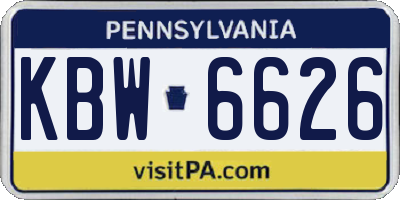 PA license plate KBW6626