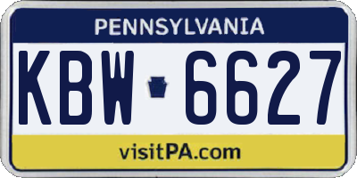PA license plate KBW6627