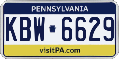PA license plate KBW6629
