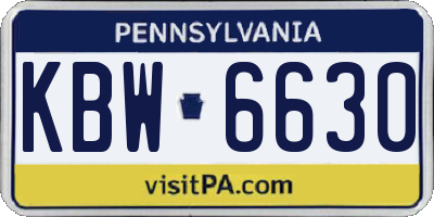PA license plate KBW6630