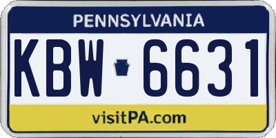 PA license plate KBW6631