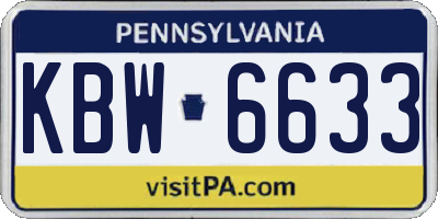 PA license plate KBW6633
