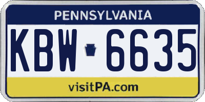 PA license plate KBW6635