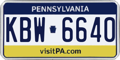 PA license plate KBW6640