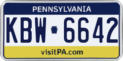 PA license plate KBW6642