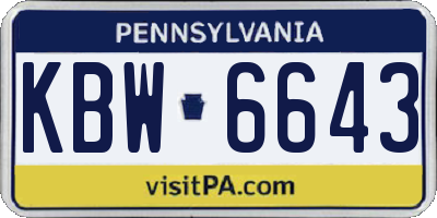 PA license plate KBW6643