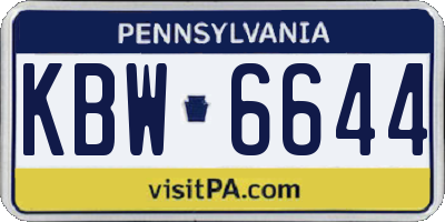 PA license plate KBW6644