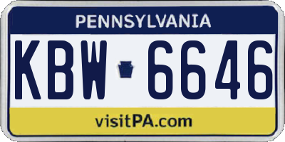 PA license plate KBW6646
