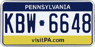 PA license plate KBW6648