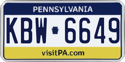 PA license plate KBW6649