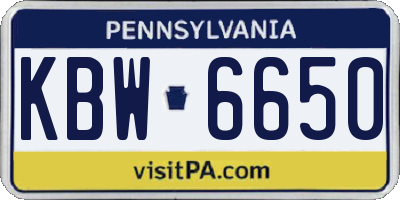 PA license plate KBW6650