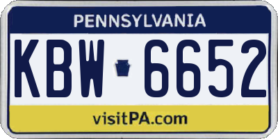 PA license plate KBW6652