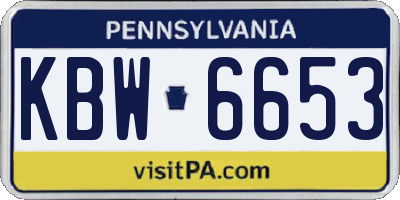 PA license plate KBW6653