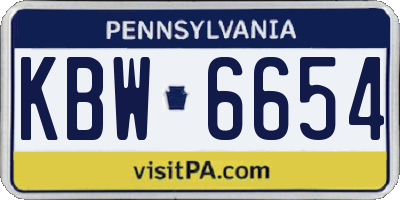 PA license plate KBW6654