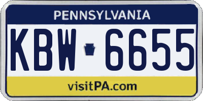 PA license plate KBW6655