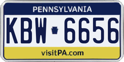 PA license plate KBW6656