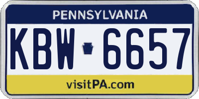 PA license plate KBW6657