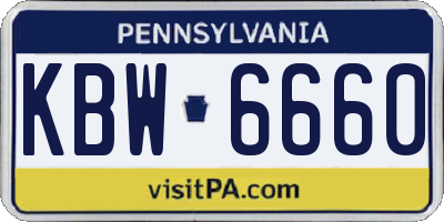 PA license plate KBW6660