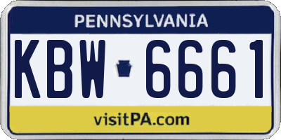 PA license plate KBW6661