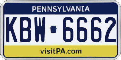 PA license plate KBW6662