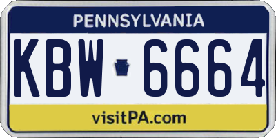 PA license plate KBW6664