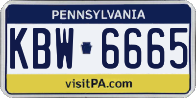 PA license plate KBW6665