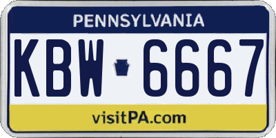 PA license plate KBW6667