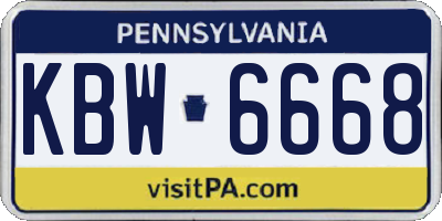 PA license plate KBW6668
