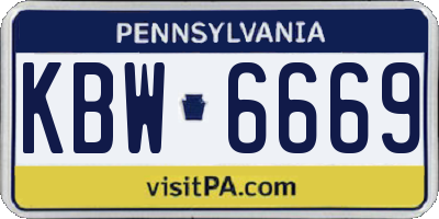 PA license plate KBW6669