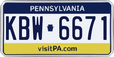 PA license plate KBW6671