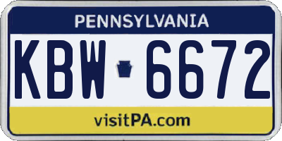 PA license plate KBW6672