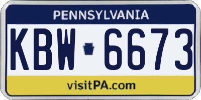 PA license plate KBW6673