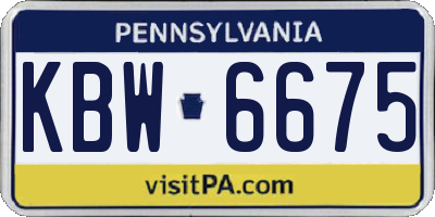 PA license plate KBW6675