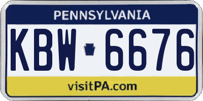 PA license plate KBW6676