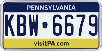 PA license plate KBW6679