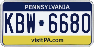 PA license plate KBW6680