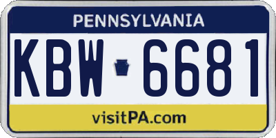 PA license plate KBW6681