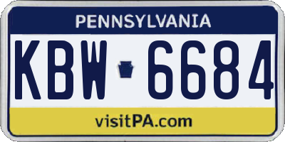 PA license plate KBW6684