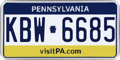 PA license plate KBW6685
