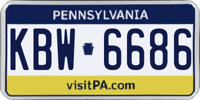 PA license plate KBW6686
