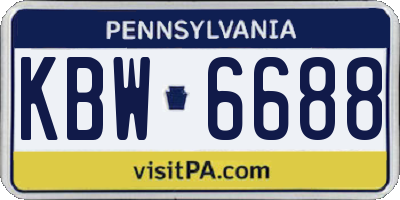 PA license plate KBW6688