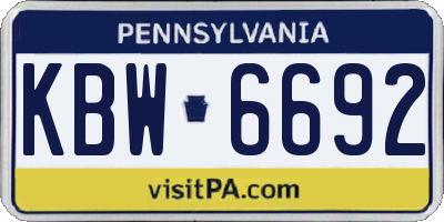 PA license plate KBW6692