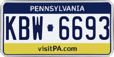 PA license plate KBW6693