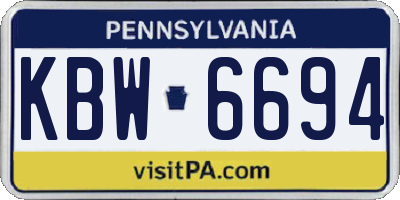PA license plate KBW6694